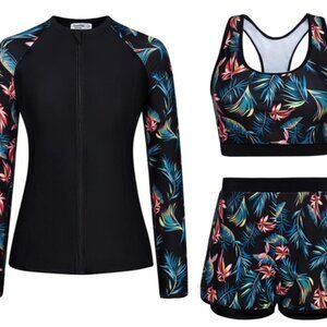 Jasambac Women's 3 piece Rash Guard Long Sleeve